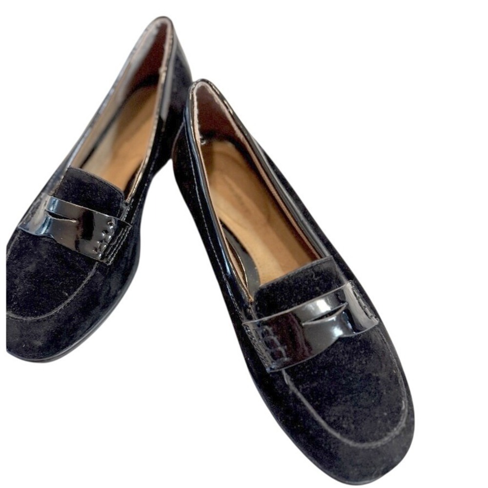 Cloudwalkers Catania Black Fabric Patent Penny Loafers Shoes 8W 0138